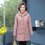Jacket Plus Velvet Padded Coat Middle-aged Women Stand-up Collar Plus Size Wadded Jackets Thick Warm Long Outwear
