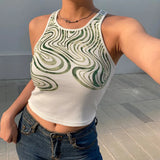 Tiger Printed Tees Vest Crop Top Women Letter Animal Print Crop Top Sleeveless Tank Tops Casual Skinny Female