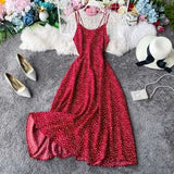 Boho Beach Style Spaghetti Strap Women Dress Vintage High Waist A-Line Female Dresses 2020 New Chic Robe Femme