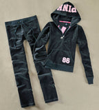Toloer / Fall 2023 PINK Women's Brand Velvet Fabric Tracksuits Velour Suit Women Tracksuit Hoodies And Pants SIZE S - XL 102-1-Outfit
