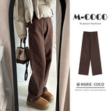 Jeans Women Plus Velvet Thick 2025 Autumn And Winter High-Waisted Narrow Version Of Straight Trousers Small Drag Broad Leg