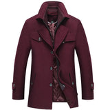 Winter Brand Men Solid Wool Blend Coat Men Fashion Casual Double Collar Wool Overcoat Thick Warm Wild Wool Coats