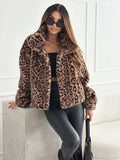 Autumn And Winter New Leopard Print Collar Fashion Temperament Hairy Short Coat Plus Thick Female