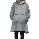 Oversized Long Hoodies Winter Fleece Warm TV Blanket with Sleeves Pocket Sweatshirts Thick Sherpa Giant Hoody