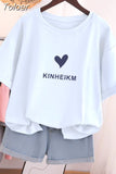 100% Cotton L-5XL T Shirt Plus Size Tshirt Short Sleeve Cartoon Women Top Summer Sweet Couple O Neck Oversized T