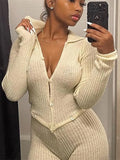 Sisterlinda Autumn Yarn Farbic Women Patchwork Jumpsuits Long Sleeve Single Breasted One Piece Playsuits Female Matching