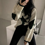 Argyle Sweaters Women Fashion Plaid Sweater Aesthetic Vintage Women Jumpers Autumn Winter Long Sleeve Pull Femme