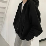 Women Oversized Hoodies Autumn Casual Solid Zipper Sweatshirts Korean Version Loose Thin Long-sleeved Hooded Female Jacket