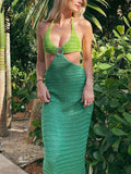 Hollow Fishnet Mesh Maxi Dresses Women 2022 Party See Through Bodycon Backless Long Dresses Summer Beach Holiday