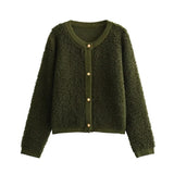 Autumn And Winter New Women's Pure Color Small Fragrant Knitted Shirt Short Hair Coat