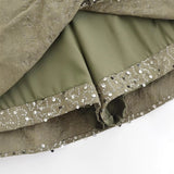 New Fashion Temperament Women's Army Green Beads Irregular