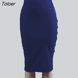 Ladies High Waist Side Split Button Sexy OL Skirts Slim Pencil Skirt For Women Female Skirt Bodycon Fitted Skirt