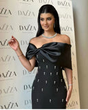 Black Fashion Bow Trim With Smeared Shoulder Slender Diamond