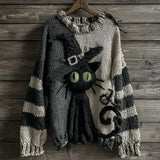 New Coarse Needle Cloth 3D Digital Printing Men's And Women's Round Collar Collar Knitting Striped Coat Women's