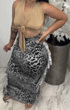 Leopard Print High Waist Ruffles Long Curvy