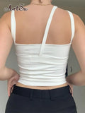 Irregular Basic Camisole 2 Piece Set Casual Minimalist Sexy Cut Out Summer Tank Top Ladies Finess Outfits Cute