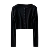 New Summer Thin Knitted Cardigan Women Spring Long Sleeve Basic Cropped Sweaters Female Casual Short Jumper