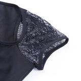 Street T-shirt Women Lace Patchwork Square Collar Short Sleeve Clothes Gothic Punk Lacing Slim Dark Top Tee Femme-Outfit