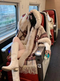 Woman Winter 2022 Shawl Knitted Padded Cashmere Women's Sweater Wool Tie Hat Cloak Red Cape Hooded Cloak Women's
