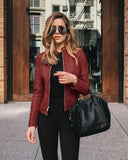 Jacket Women Coat Jacket PU Leather Fashion Short Coat Thin Female Jacket Coat Outwear