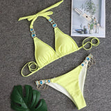 Toloer 2023 New Sport Bikini Sexy Crystal Diamond Bandage Red Split Female