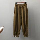 Women's Fleece Lined Thickened Sweatpants White Green Black Trousers 2022 Winter Loose Slim Casual Harem