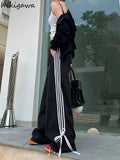 Harajuku Wide Leg Pants for Women Fashion Bandage Bow Straight Pantalon Femme High Waist Casual Streetwear Y2k Trousers-Outfit