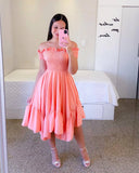 Fashion Off Shoulder Flower Dress Elegant Slash Neck Short Sleeve Flower Print Elastic Irregular Dress