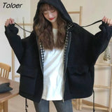 Women Plaid Hooded Chic Daily Outwear Coats Casual Ins Loose All-match 2XL Harajuku Teens Streetwear Bomber Retro BF