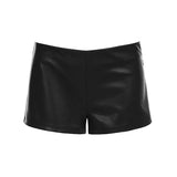 Trendy Simple Solid Leather Low-Rise Hottie Repair Shorts 2025 New