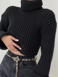 Women Turtleneck Short Knitted Sweater Female Fashion Long Sleeve Solid Basic Pullover 2022 Autumn Thick Warm Jumper