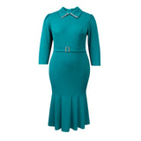 African Plus-Size Shirt-Collar Dress Party Party Fishtail