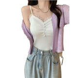 Knitted Cardigan Women Wear Air-Conditioned Sweaters In Summer 2023 New Style Design Minority Short Style Clothes-Outfit