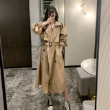Clothes Women 2022 Solid Color Lapels Double Row Buttons Long Windbreaker Women's Work Jacket Trench Coat for Women