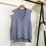 Korean Loose Wild Sweater New Chic V-neck Knitted Vest Women's Sweater Vest Sleeveless Sweater Autumn and Winter 2021
