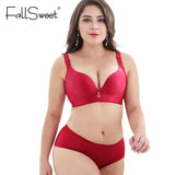 Plus Size Bra Set Wire Free Unlined Bra and Briefs Set 40 42 44 46 48 Large Cup Lingerie Set Underwear