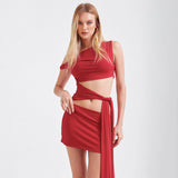 Women's Clothing 2025 Spring And Summer New Solid Color Collar Sexy Hollow Collar With Body-Body-Body-Body-Paired