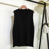 Korean Loose Wild Sweater New Chic V-neck Knitted Vest Women's Sweater Vest Sleeveless Sweater Autumn and Winter 2021