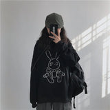 Deeptown Korean Style Women Hoodies Winter 2021 Fashion Print Sweatshirt Long Sleeve Plus Size Tops Warm Plus Velvet