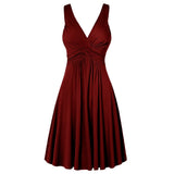 Suspension V-Neck Commuting Mid-Rise Mid-Rise Dress Solid-Colored