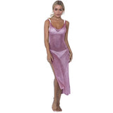 Sexy Summer Sunscreen Sheer Mesh Bikini Solid Color Backless High Slit Cover Up Metallic Beach Club Party Sleeveless
