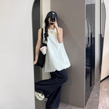 Temperament Lazy Sleeveless Tidly Sleeveless Dress Women's Summer Loose Broad Legs Trousers Casual