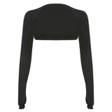 New Summer Fashion Women's Wear Ultra-Short Solid Color Slim Long-Sleeved Sunscreen Jacket-Outfit