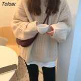 Women Vintage Purple Harajuku Simple Ulzzang Trendy Ladies Knitwear Long Sleeve Winter Fall Basic Femme Chic
