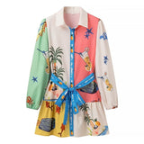 Women's New Long Sleeve Printed Shirt Dress
