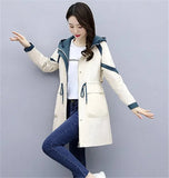 Spring Autumn Classic Long Trench Coat Women Casual Thin Windbreaker Female Overcoat Hooded Coat Female Slim Outwear