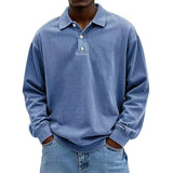 New Men's Casual Long-Sleeved Button-Down Shirt Polo