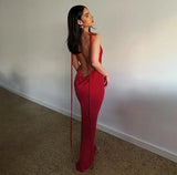 Backless Lace Up Long Dress
