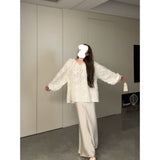 Version Of Fashion Wearing Three-Dimensional Flower Temperament Easy-Fitting Loose Shirt Light Luxury Skirt