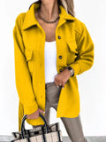 fall/winter lapel single-breasted thick solid color shirt woolen loose coat